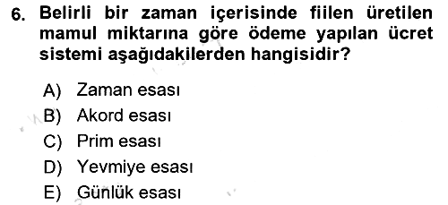 Maliyet Muhasebesi 2023-2024 Yaz Okulu Sınavı - 6. soru