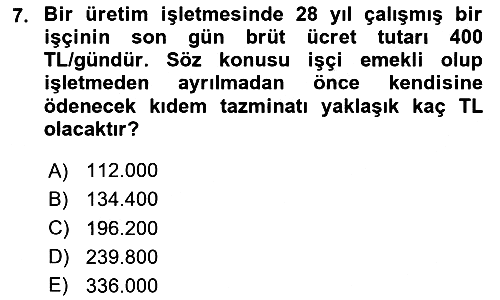 Maliyet Muhasebesi 2024-2025 Yaz Okulu Sınavı - 7. soru