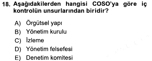 Muhasebe Denetimi 2017-2018 3 Ders Sınavı - 18. soru