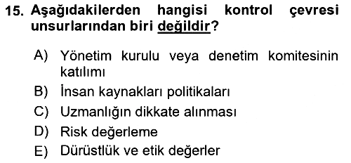 Muhasebe Denetimi 2018-2019 3 Ders Sınavı - 15. soru