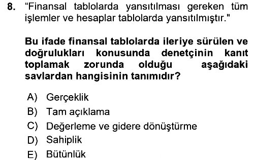 Muhasebe Denetimi 2015-2016 Ara Sınav - 8. soru