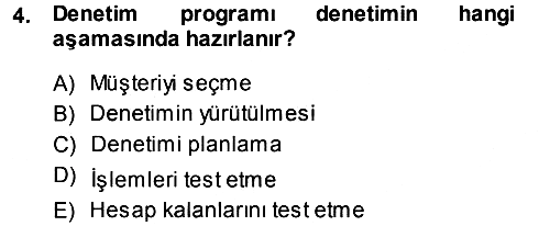 Muhasebe Denetimi 2013-2014 Dönem Sonu Sınavı - 4. soru
