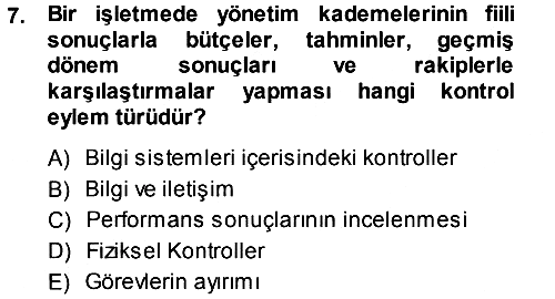 Muhasebe Denetimi 2013-2014 Dönem Sonu Sınavı - 7. soru