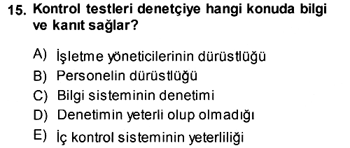 Muhasebe Denetimi 2013-2014 Dönem Sonu Sınavı - 15. soru