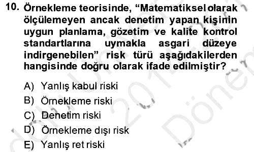 Muhasebe Denetimi 2014-2015 Dönem Sonu Sınavı - 10. soru