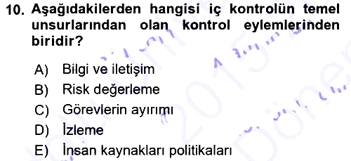 Muhasebe Denetimi 2015-2016 Dönem Sonu Sınavı - 10. soru
