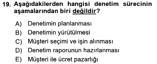 Muhasebe Denetimi 2017-2018 Dönem Sonu Sınavı - 19. soru
