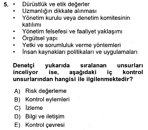 Muhasebe Denetimi 2018-2019 Dönem Sonu Sınavı - 5. soru