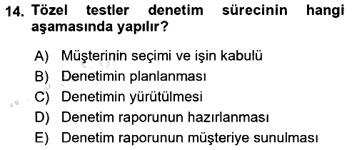 Muhasebe Denetimi 2022-2023 Dönem Sonu Sınavı - 14. soru