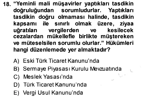 Muhasebe Denetimi 2013-2014 Tek Ders Sınavı - 18. soru