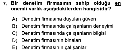 Muhasebe Denetimi 2015-2016 Tek Ders Sınavı - 7. soru
