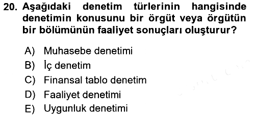 Muhasebe Denetimi 2015-2016 Tek Ders Sınavı - 20. soru