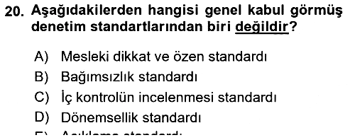 Muhasebe Denetimi 2019-2020 Yaz Okulu Sınavı - 20. soru