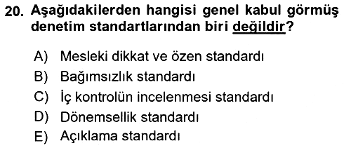 Muhasebe Denetimi 2020-2021 Yaz Okulu Sınavı - 20. soru