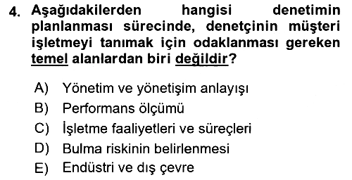 Muhasebe Denetimi 2022-2023 Yaz Okulu Sınavı - 4. soru