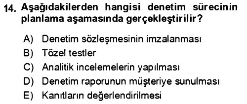 Muhasebe Denetimi 2023-2024 Yaz Okulu Sınavı - 14. soru