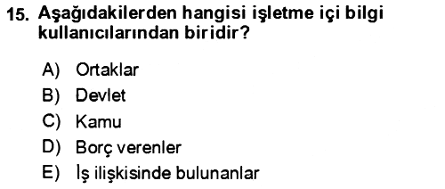 Muhasebe Denetimi 2023-2024 Yaz Okulu Sınavı - 15. soru