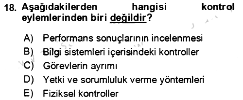 Muhasebe Denetimi 2023-2024 Yaz Okulu Sınavı - 18. soru