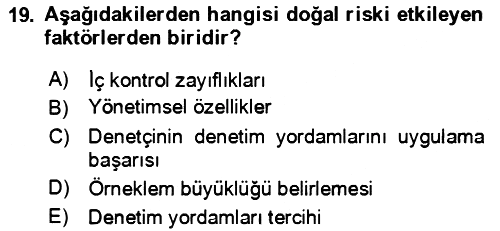 Muhasebe Denetimi 2023-2024 Yaz Okulu Sınavı - 19. soru