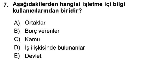 Muhasebe Denetimi 2024-2025 Yaz Okulu Sınavı - 7. soru