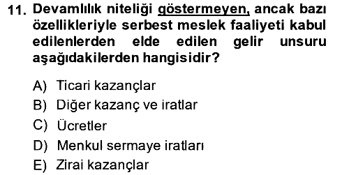 Özel Vergi Hukuku 1 2014-2015 Ara Sınav - 11. soru