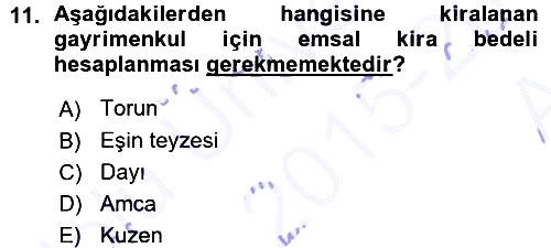Özel Vergi Hukuku 1 2015-2016 Ara Sınav - 11. soru