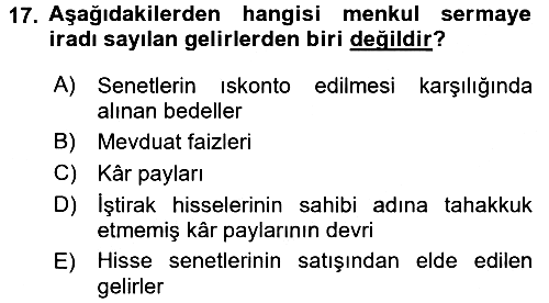 Özel Vergi Hukuku 1 2016-2017 Ara Sınav - 17. soru
