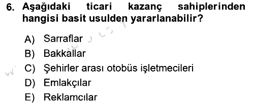 Özel Vergi Hukuku 1 2017-2018 Ara Sınav - 6. soru