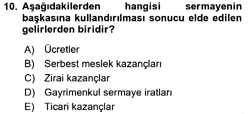 Özel Vergi Hukuku 1 2017-2018 Ara Sınav - 10. soru