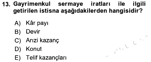 Özel Vergi Hukuku 1 2017-2018 Ara Sınav - 13. soru
