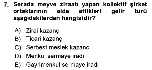 Özel Vergi Hukuku 1 2021-2022 Ara Sınav - 7. soru