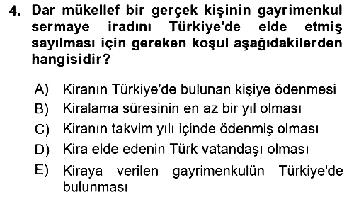 Özel Vergi Hukuku 1 2022-2023 Ara Sınav - 4. soru