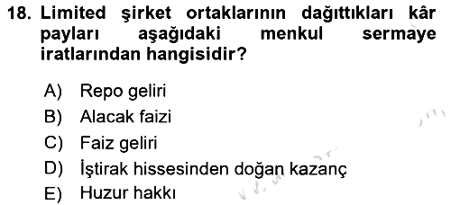 Özel Vergi Hukuku 1 2022-2023 Ara Sınav - 18. soru