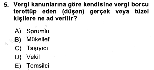 Özel Vergi Hukuku 1 2024-2025 Ara Sınav - 5. soru