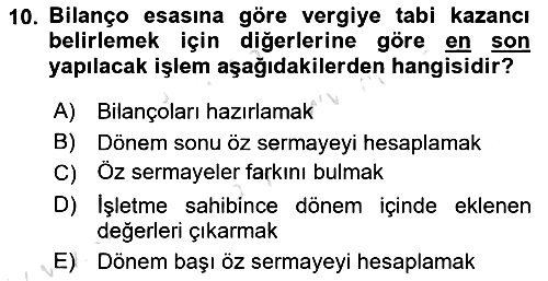 Özel Vergi Hukuku 1 2024-2025 Ara Sınav - 10. soru