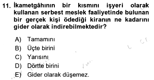 Özel Vergi Hukuku 1 2025-2026 Ara Sınav - 11. soru
