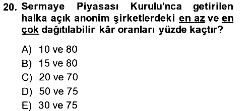 Özel Vergi Hukuku 1 2014-2015 Dönem Sonu Sınavı - 20. soru