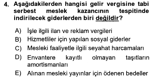 Özel Vergi Hukuku 1 2016-2017 Dönem Sonu Sınavı - 4. soru