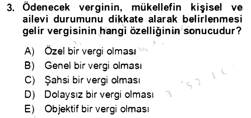 Özel Vergi Hukuku 1 2019-2020 Dönem Sonu Sınavı - 3. soru