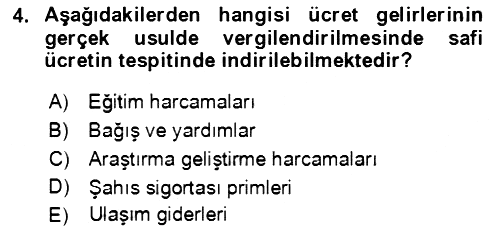 Özel Vergi Hukuku 1 2019-2020 Dönem Sonu Sınavı - 4. soru