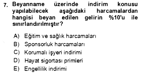 Özel Vergi Hukuku 1 2019-2020 Dönem Sonu Sınavı - 7. soru