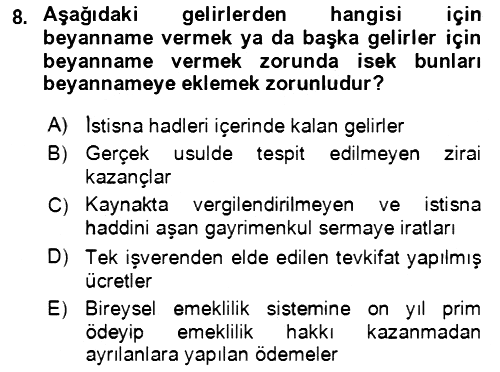 Özel Vergi Hukuku 1 2019-2020 Dönem Sonu Sınavı - 8. soru
