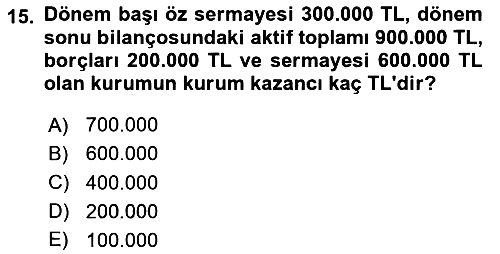 Özel Vergi Hukuku 1 2022-2023 Dönem Sonu Sınavı - 15. soru
