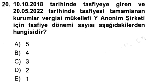 Özel Vergi Hukuku 1 2025-2026 Dönem Sonu Sınavı - 20. soru