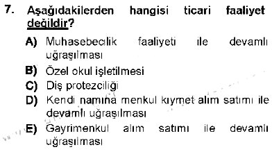 Özel Vergi Hukuku 1 2012-2013 Tek Ders Sınavı - 7. soru