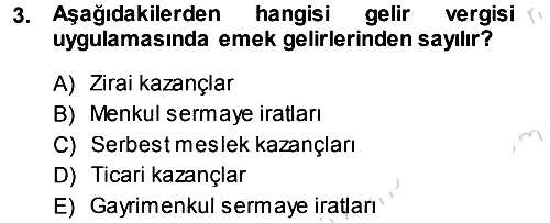 Özel Vergi Hukuku 1 2013-2014 Tek Ders Sınavı - 3. soru