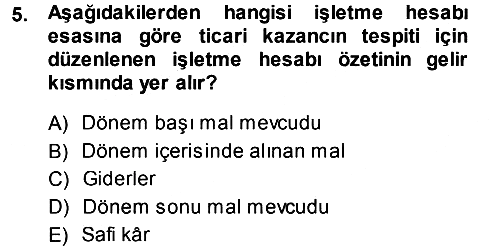 Özel Vergi Hukuku 1 2013-2014 Tek Ders Sınavı - 5. soru