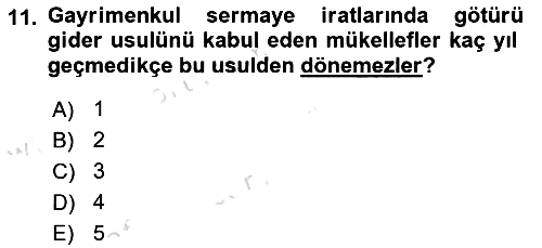 Özel Vergi Hukuku 1 2021-2022 Yaz Okulu Sınavı - 11. soru