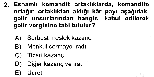 Özel Vergi Hukuku 1 2024-2025 Yaz Okulu Sınavı - 2. soru