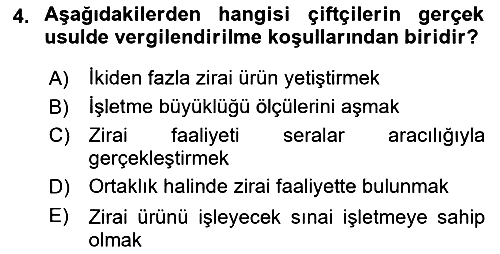 Özel Vergi Hukuku 1 2024-2025 Yaz Okulu Sınavı - 4. soru
